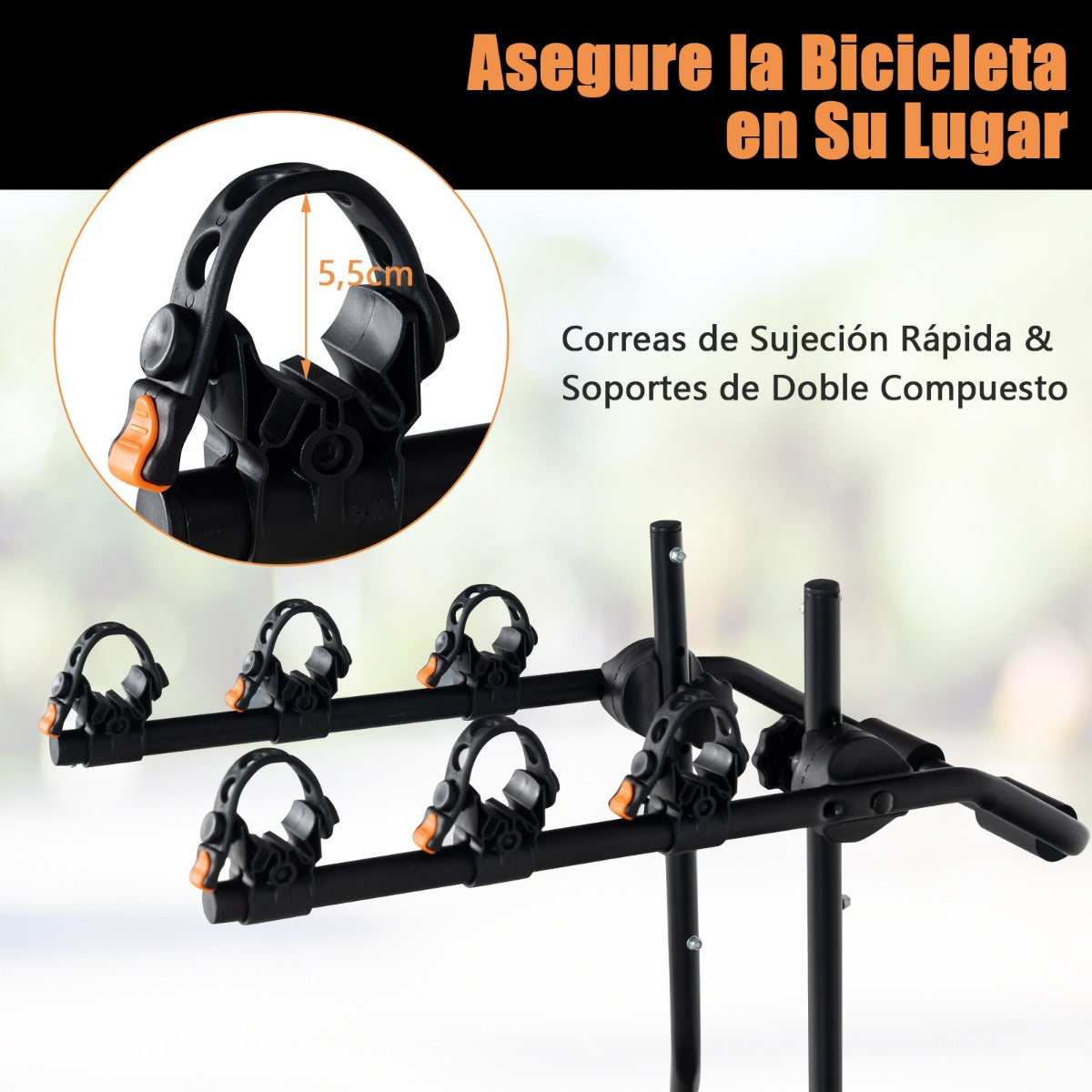 Suporte para Maletero 3 Bicicletas com Ângulo e Comprimento Ajustáveis — foto 6