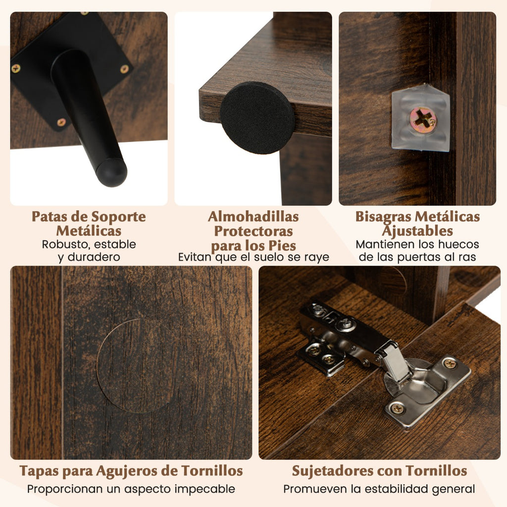Suporte para TV até 50 polegadas com estantes ajustáveis e compartimento fechado castanho — foto 6