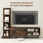 Suporte para TV até 50 polegadas com estantes ajustáveis e compartimento fechado castanho — foto 7