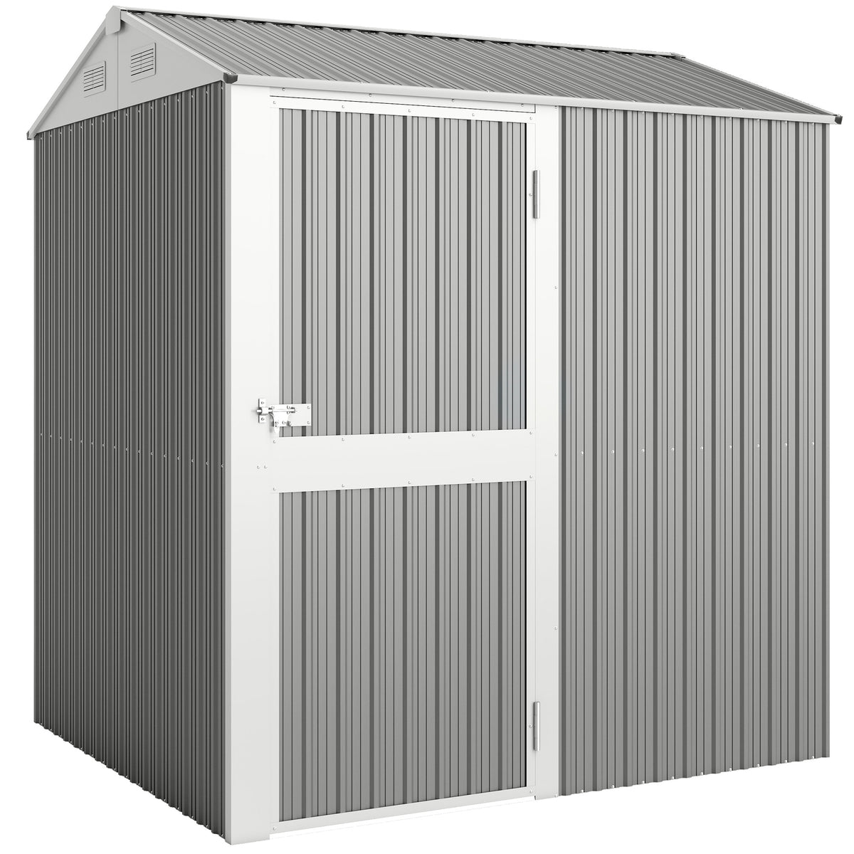 Abrigo de Jardim Alto 3,51 m² em Aço Galvanizado com Ventilação, Abrigo de Jardim com Porta Trancável, Telhado Inclinado, Luvas, Abrigo para Ferramentas, 209x177x236 cm, Cinza Prata — foto 1