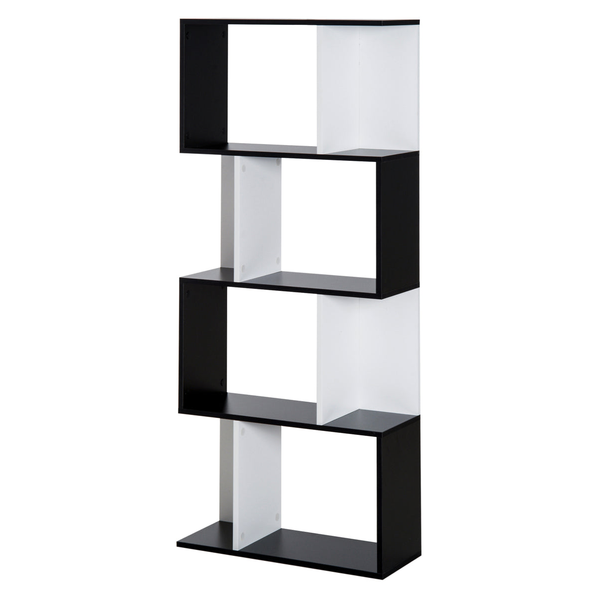 Estante de 5 níveis, móvel de arrumação em forma de S com prateleiras, estante para sala, quarto, escritório, 60 x 24 x 148 cm, preto, branco — foto 1