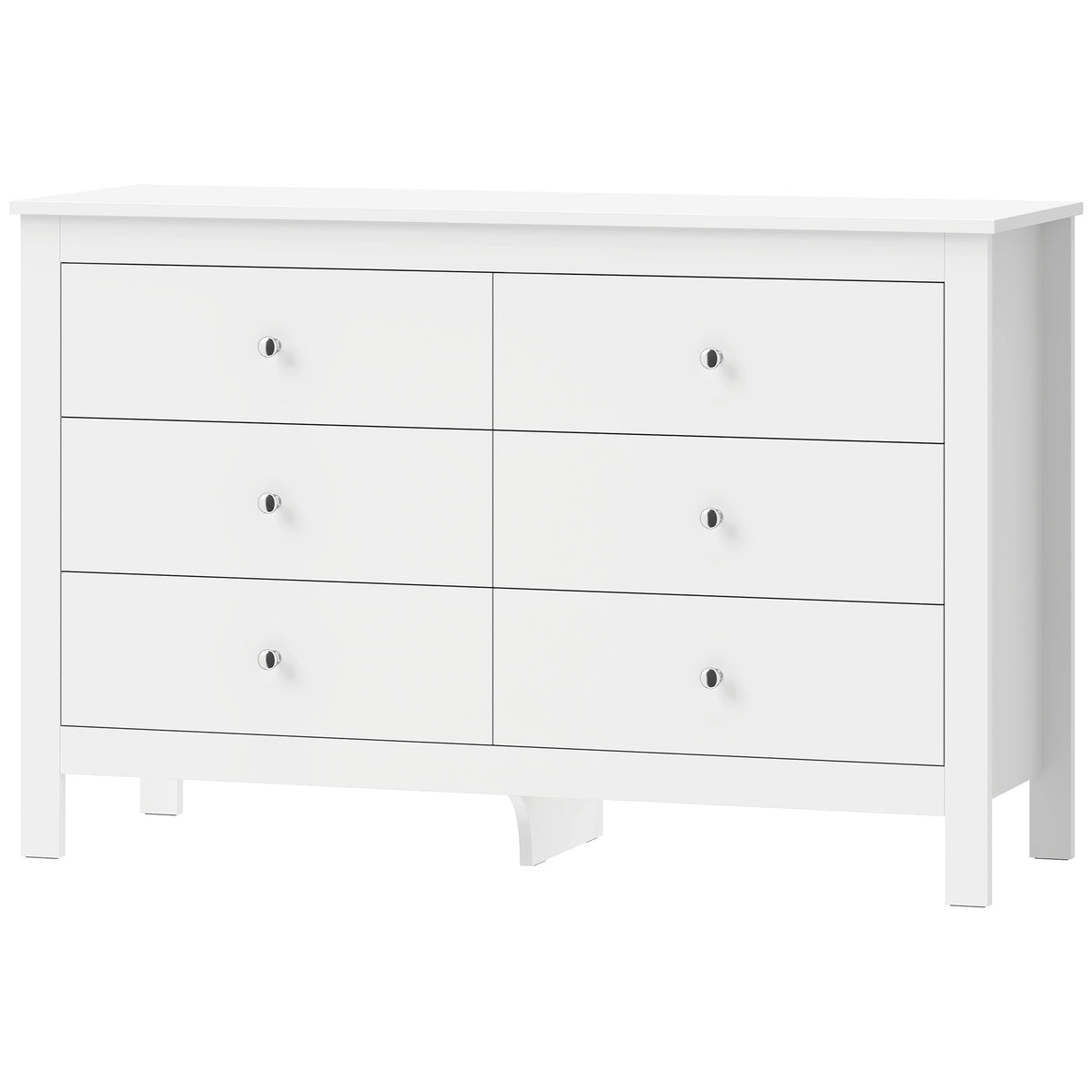 Cómoda com 6 Gavetas Aparador com Trilhos de Correr Suaves para Quarto Sala de Estar ou Corredor 118x39,5x75,5 cm Branco — foto 1