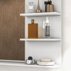 Espelho de Casa de Banho de Parede com 2 Prateleiras Laterais e Prateleira Inferior 75x10x48 cm Branco — imagem 11