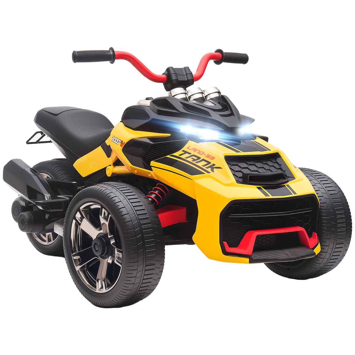 Quad Elétrico Infantil Carro Elétrico Crianças 12V 3 Rodas 2 Motores Leitor Mp3 Buzina 2 Velocidades 3-5 Km/h Amarelo — foto 1