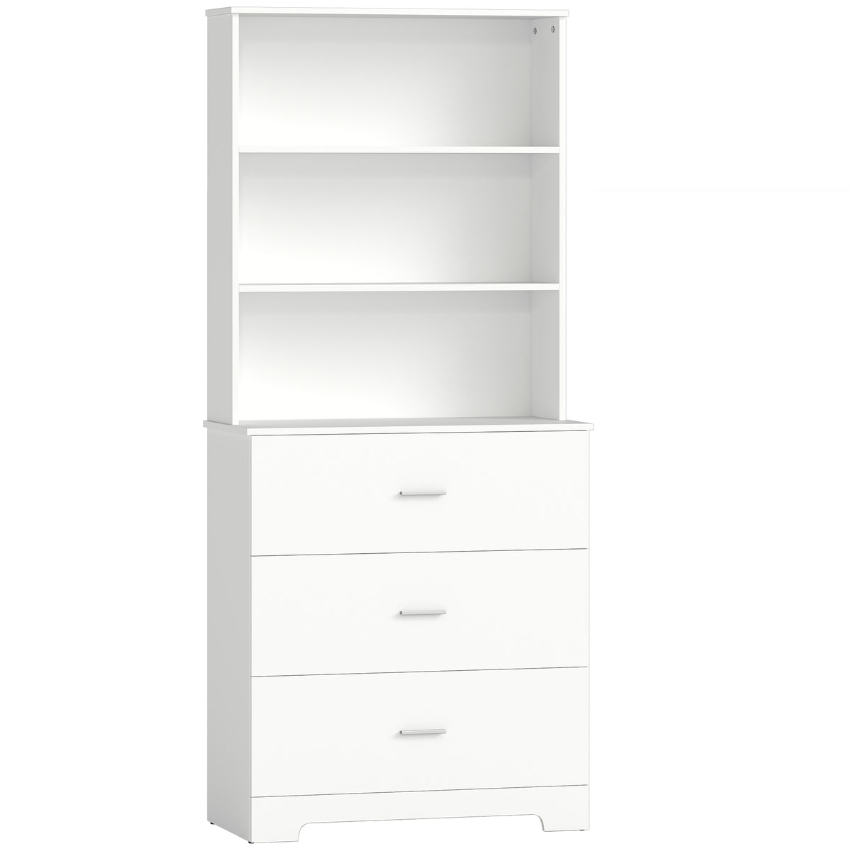 Estante de 6 Níveis Móvel de Arrumação com 3 Gavetas e 3 Prateleiras Abertas 79x39,5x182,2 cm Branco — foto 1
