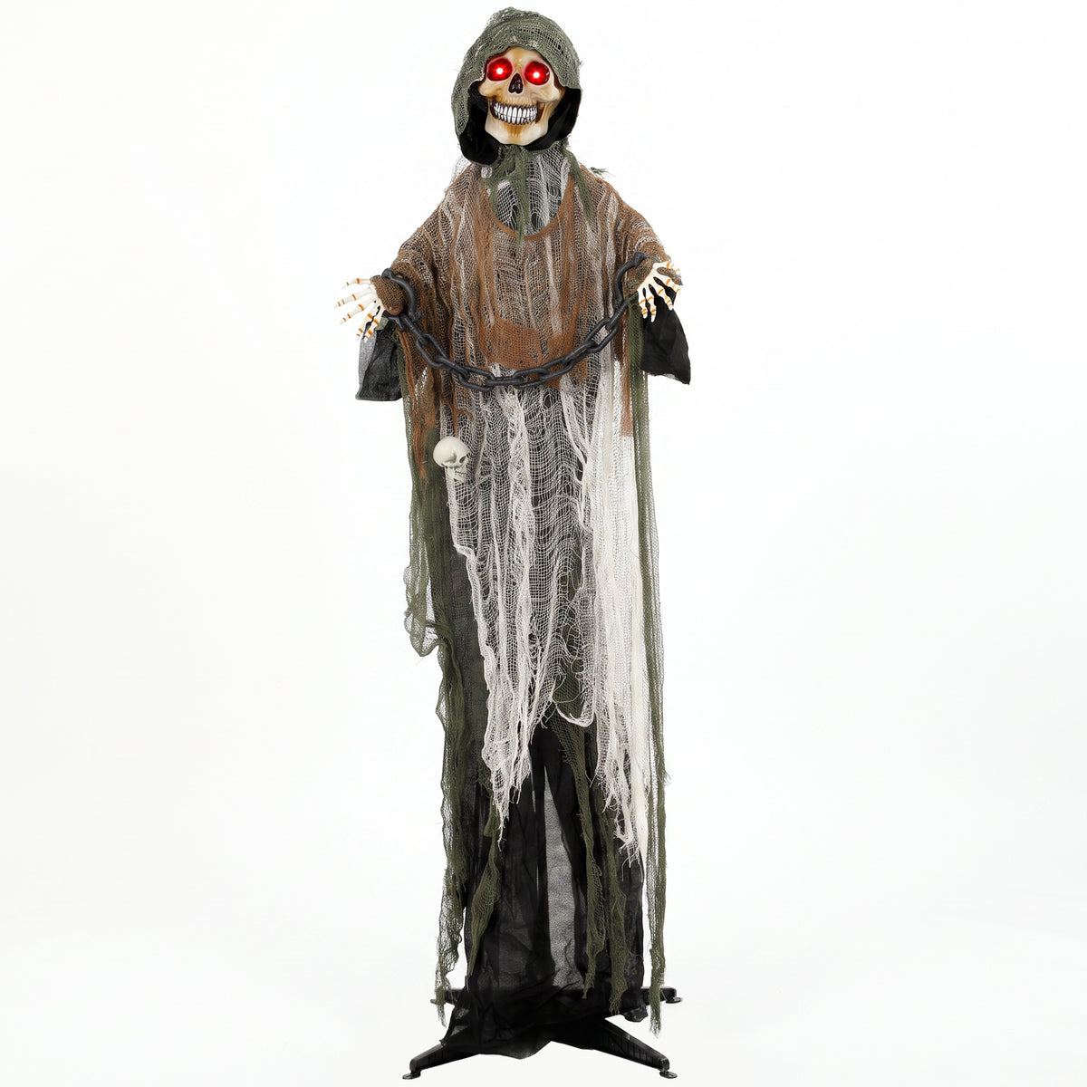 Ceifador Animado 170 cm Animatrônico de Halloween em Tamanho Real com Mãos/Cabeça Móveis Olhos Iluminados e Som Assustador — foto 1