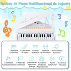 Teclado de Piano Electrónico 31 Teclas com Taburete, Microfone e LED — foto 9