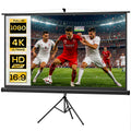 Tela de Projeção Manual com Suporte 100 Polegadas Tela de Projeção Portátil Formato 16:9 com Altura Ajustável para Interior e Exterior Cinema em Casa 235,8x8x136 cm Branco e Preto — foto 1