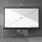 Tela de Projeção Manual com Suporte 100 Polegadas Tela de Projeção Portátil Formato 16:9 com Altura Ajustável para Interior e Exterior Cinema em Casa 235,8x8x136 cm Branco e Preto — foto 3
