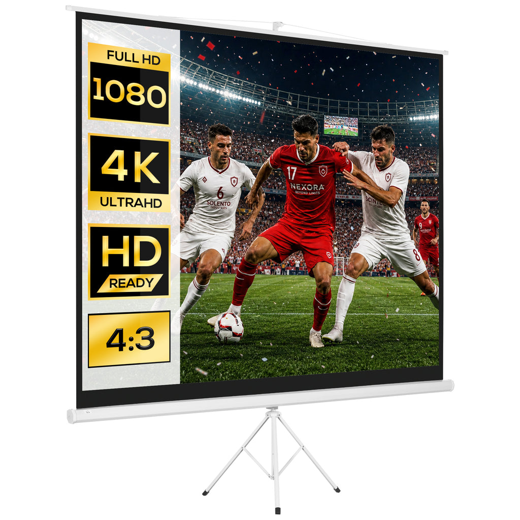 Tela de Projeção Manual com Suporte 120 Polegadas Tela de Projeção Formato 4:3 com Altura Ajustável para Cinema em Casa 244x183 cm Branco — foto 1
