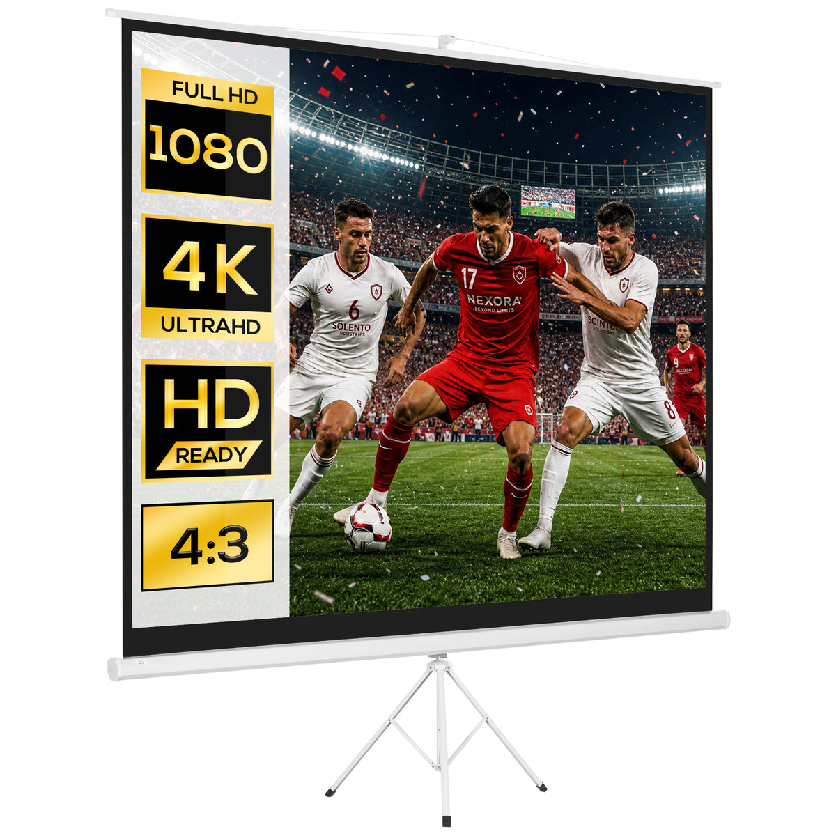 Tela de Projeção Manual com Suporte 120 Polegadas Tela de Projeção Formato 4:3 com Altura Ajustável para Cinema em Casa 244x183 cm Branco — foto 1