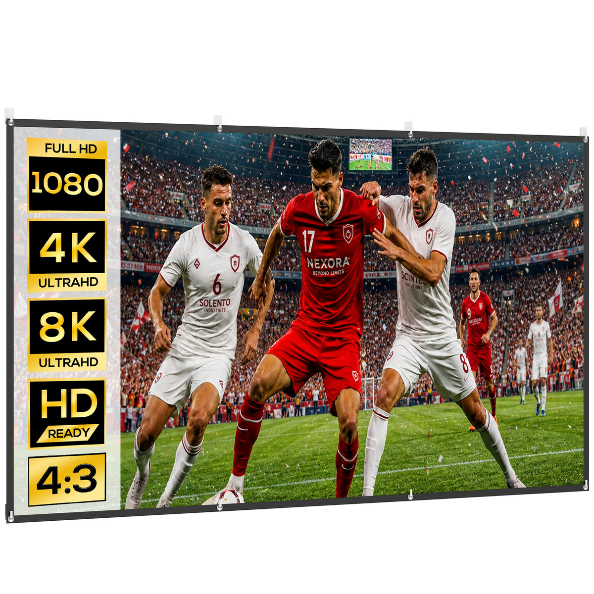 Tela de Projetor Manual 120 Polegadas, Ecrã de Projeção, Formato 16:9, HD 4K/8K, Tecido Lavável, para Interior e Exterior, Cinema em Casa, Escritório, Pátio, Branco — foto 1