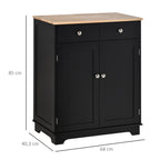 Móvel de Armazenamento Buffet Sala com Armários 2 Gavetas e Prateleiras Ajustáveis 68x40,3x85 cm Preto e Madeira Natural — foto 2