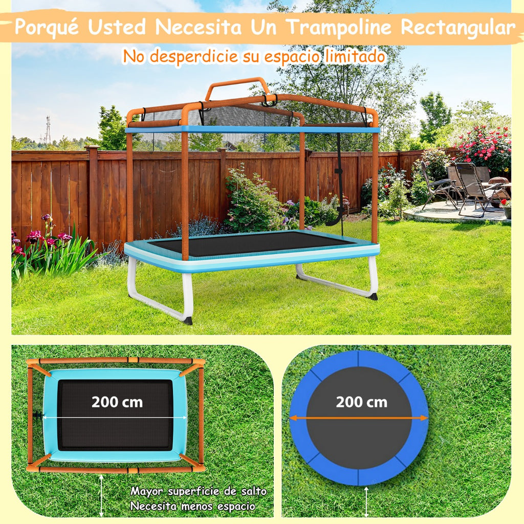 Trampolim Rectangular para Crianças com Rede de Segurança e Baloiço 190x124x222 cm — foto 10