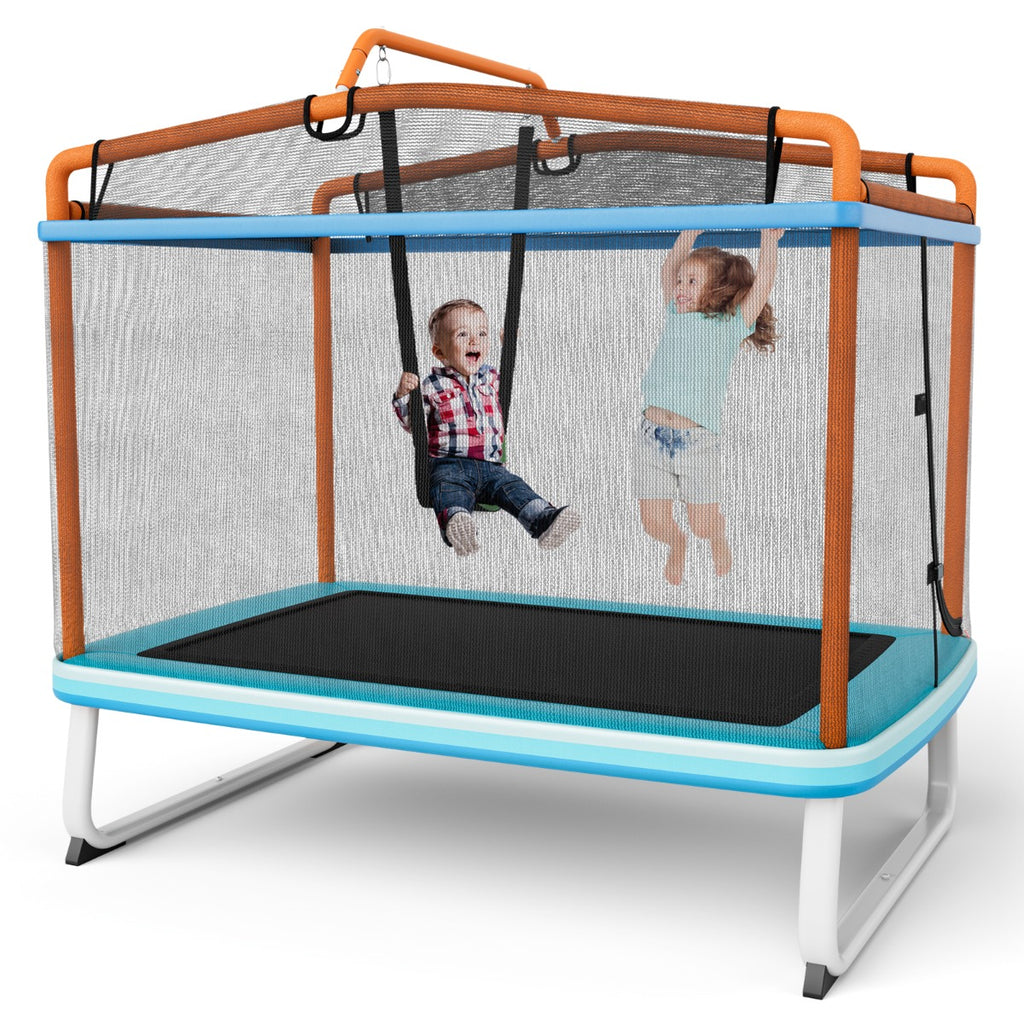 Trampolim Rectangular para Crianças com Rede de Segurança e Baloiço 190x124x222 cm — foto 2
