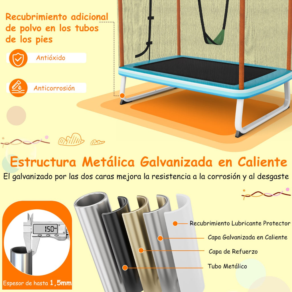 Trampolim Rectangular para Crianças com Rede de Segurança e Baloiço 190x124x222 cm — foto 9