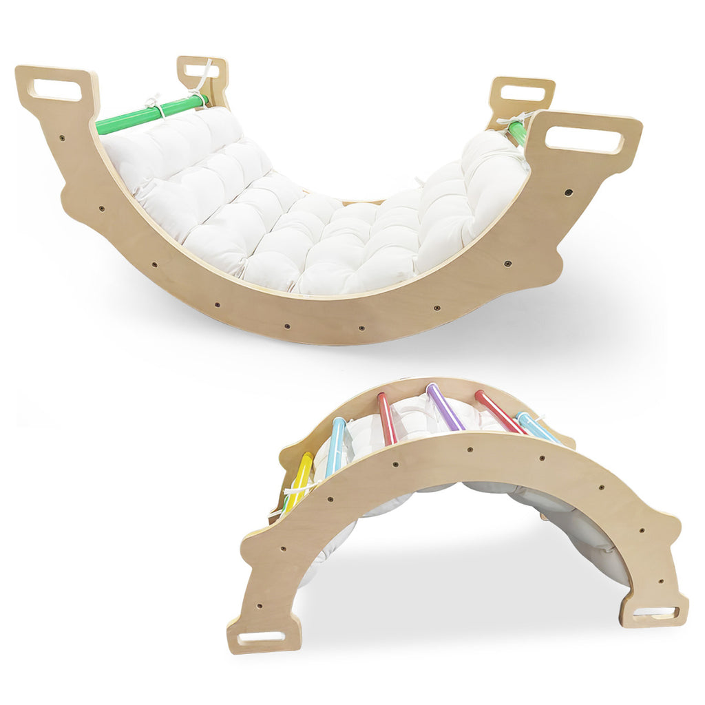 Triângulo de Escalada 2 em 1 com Almofada Macia Arco Basculante Dupla Face Madeira — foto 2