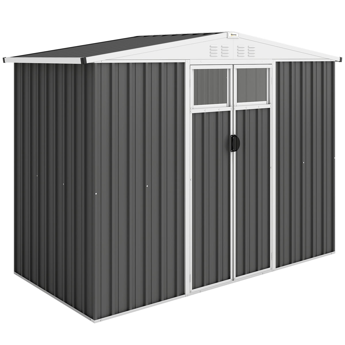 Abrigo de Jardim em Metal 2,7 m² com Janela 4 Aberturas e Porta com Fechadura 246x117x180 cm Cinza — foto 1