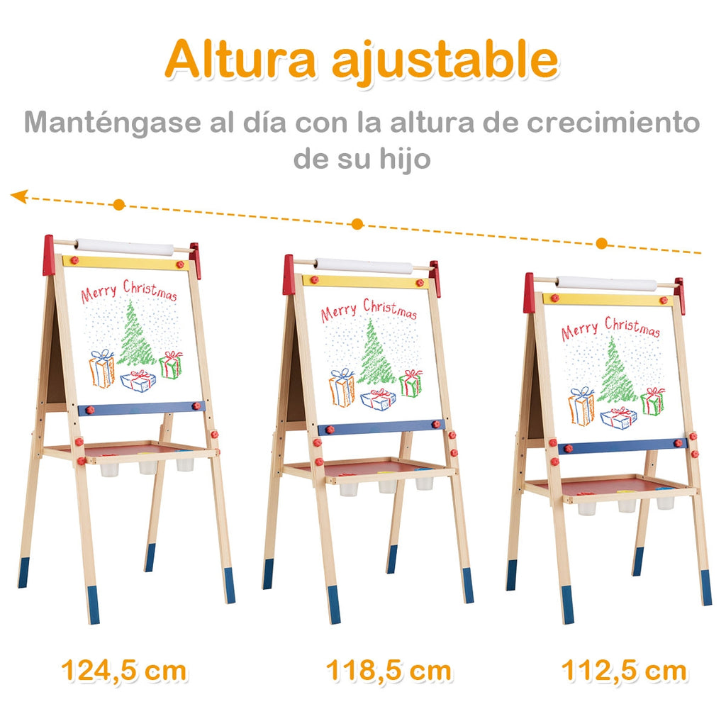 Cabalete 3 em 1 com Quadro Duplo e Altura Regulável para Crianças 60 x 55 x 112,5-124,5 cm — foto 12