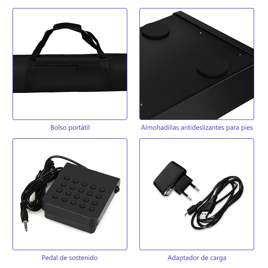 Piano Digital 88 Teclas 128 Ritmos Bluetooth MIDI USB MP3 com Estojo Microfone Auscultadores — foto 13