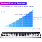 Piano Digital 88 Teclas 128 Ritmos Bluetooth MIDI USB MP3 com Estojo Microfone Auscultadores — foto 11
