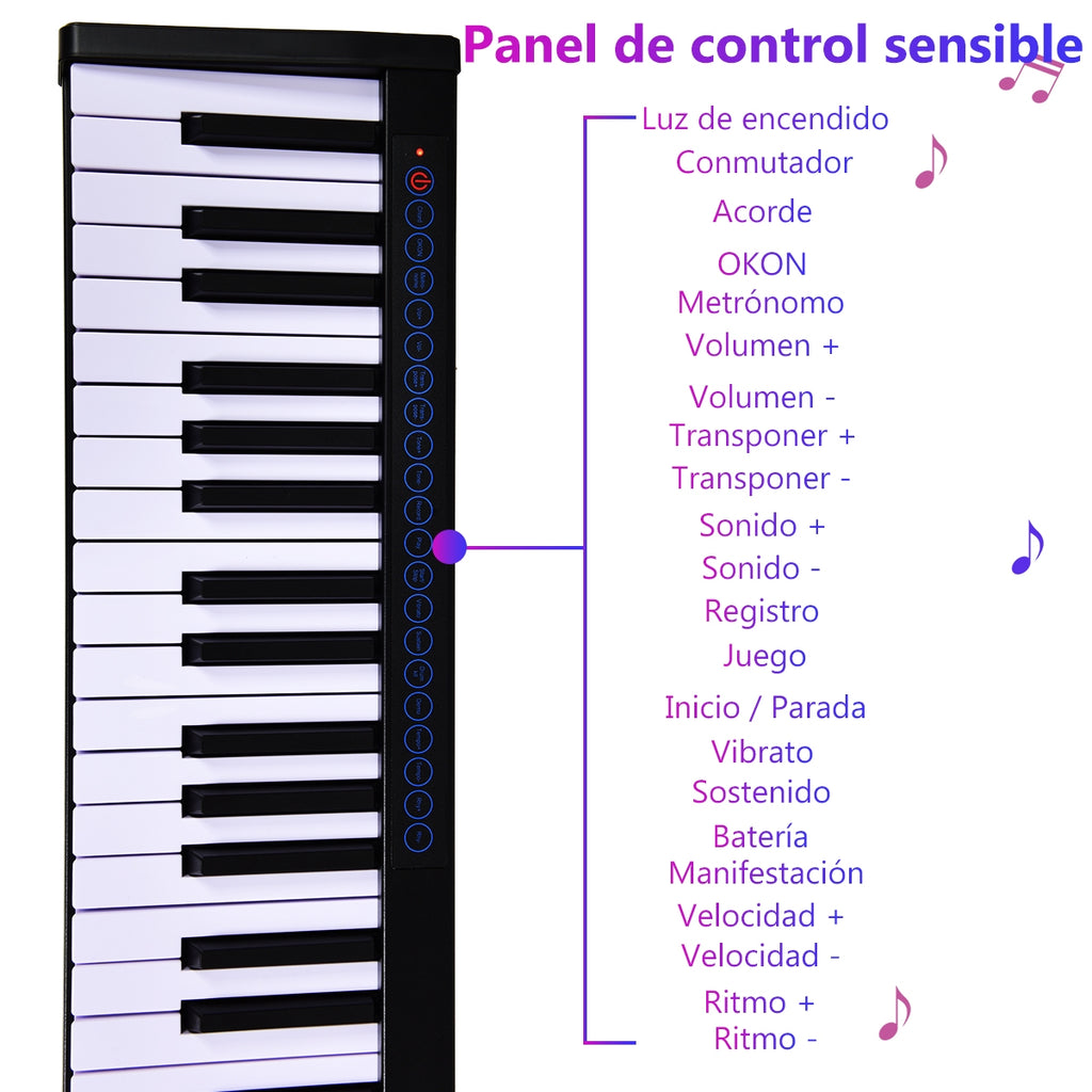 Piano Digital 88 Teclas 128 Ritmos Bluetooth MIDI USB MP3 com Estojo Microfone Auscultadores — foto 12