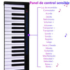 Piano Digital 88 Teclas 128 Ritmos Bluetooth MIDI USB MP3 com Estojo Microfone Auscultadores — foto 12
