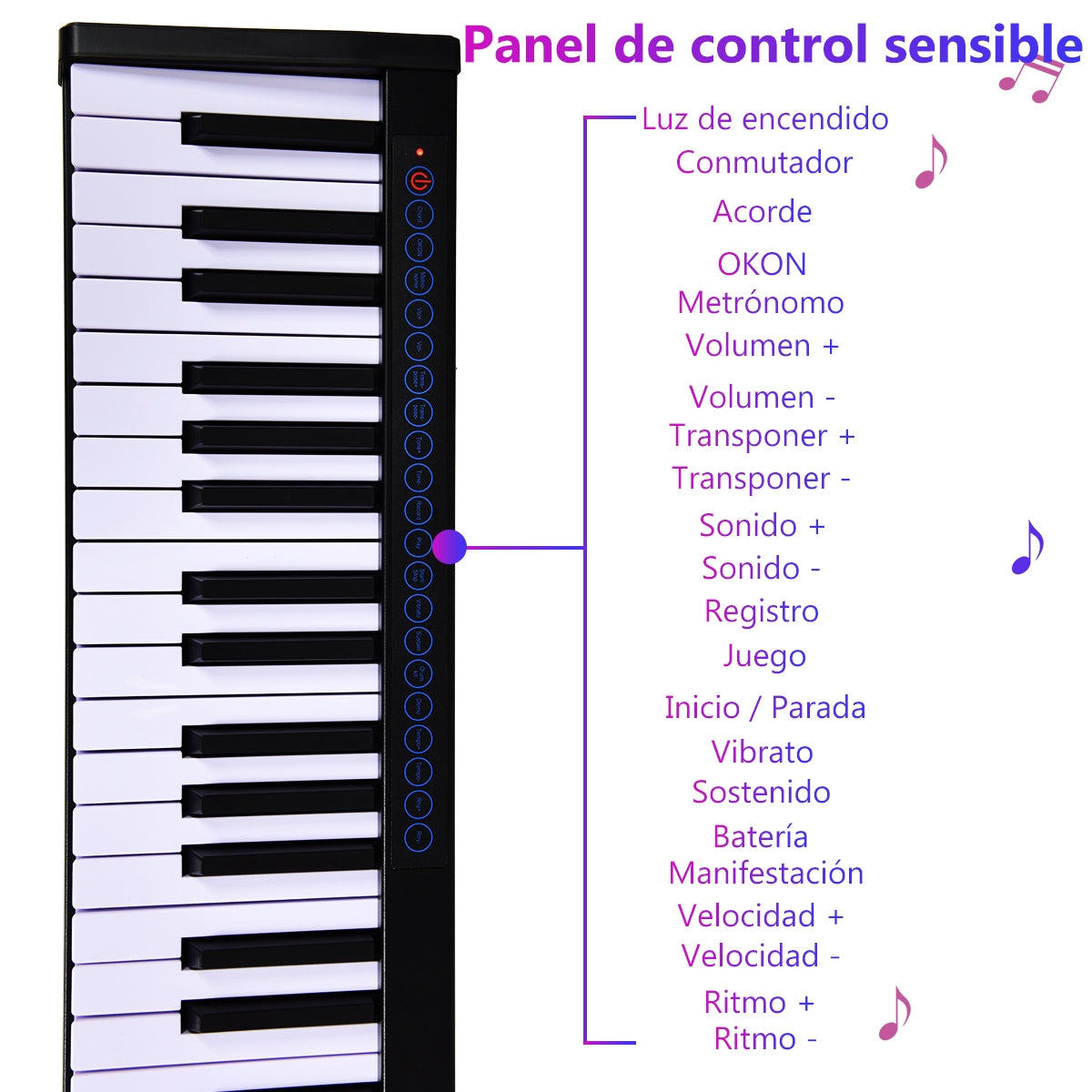 Piano Digital 88 Teclas 128 Ritmos Bluetooth MIDI USB MP3 com Estojo Microfone Auscultadores — foto 12