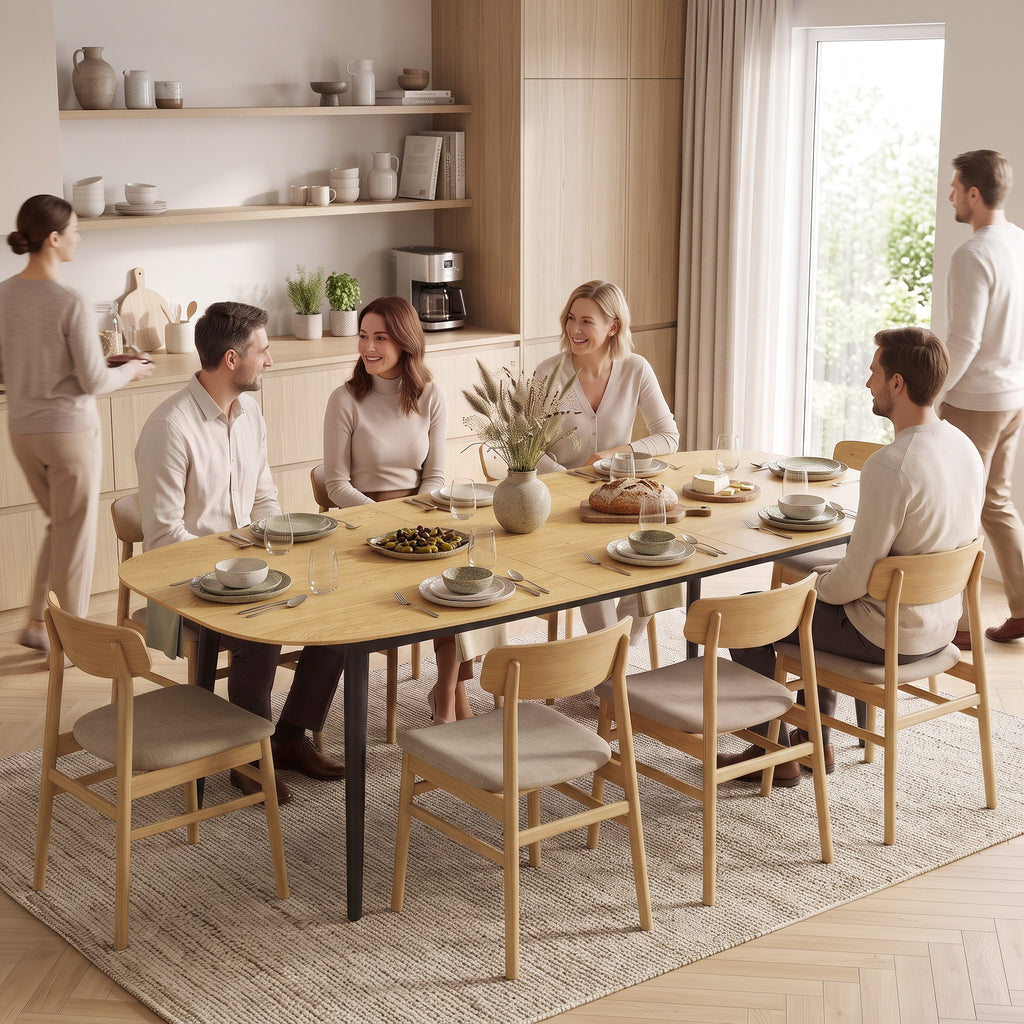 Mesa de Jantar Extensível Retangular para 6 a 8 Pessoas Mesa de Cozinha 160-200 cm com Prateleira Castanho — imagem 5