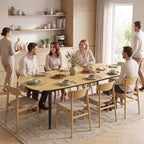 Mesa de Jantar Extensível Retangular para 6 a 8 Pessoas Mesa de Cozinha 160-200 cm com Prateleira Castanho — imagem 5