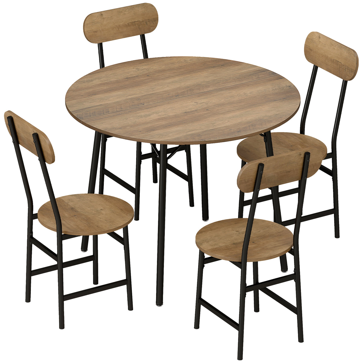 Conjunto de Jantar 5 peças Mesa e 4 Cadeiras Pernas em Metal Acabamento Natural — foto 1