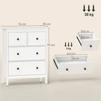 Cômoda com 4 gavetas, para roupas e roupa de cama, sala de estar, quarto, corredor, painel de partículas, branco — foto 2