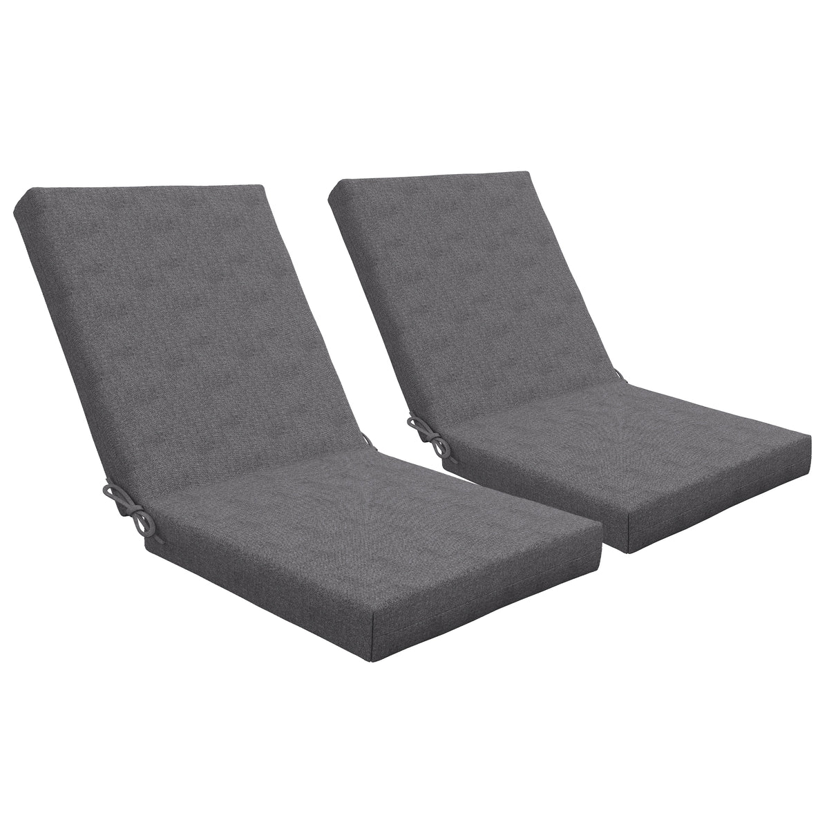 Conjunto de 2 almofadas de exterior para poltrona/cadeira com encosto, com presilhas, enchimento 8 cm, 112L x 51l cm, cinza escuro — foto 1