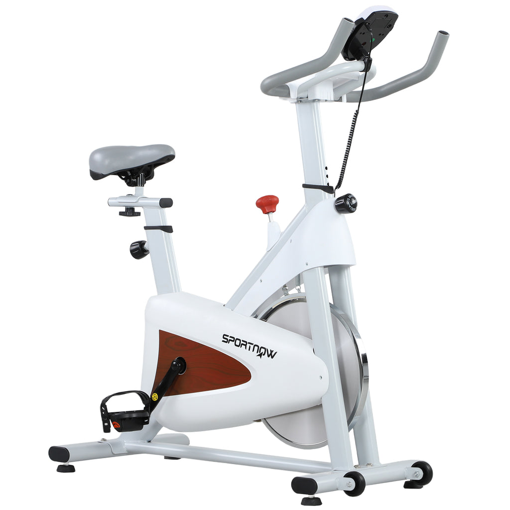 Bicicleta Estática Silenciosa com Assento e Resistência Ajustáveis Monitor LCD Branco — foto 1