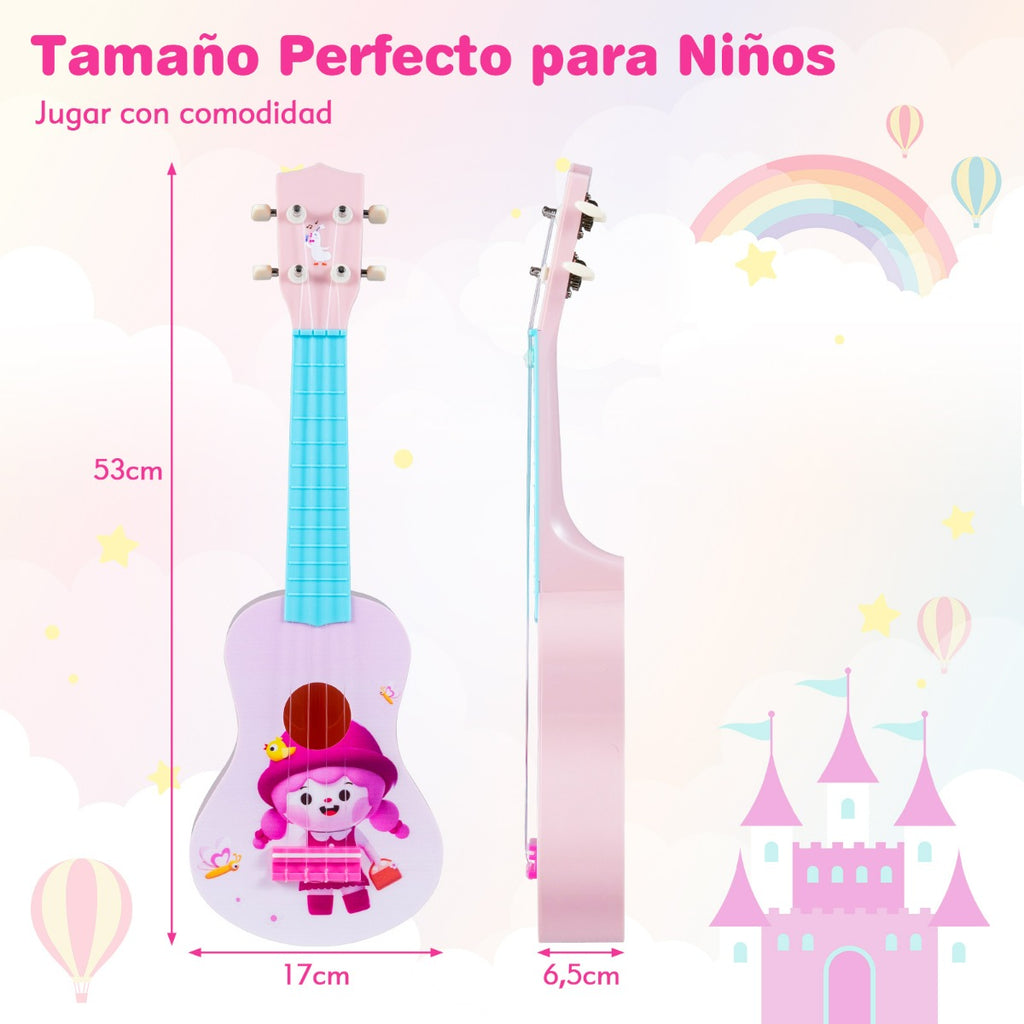 Ukelele 21 Polegadas Infantil Rosa 4 Cordas Nylon 12 Trastes Iniciantes — foto 3