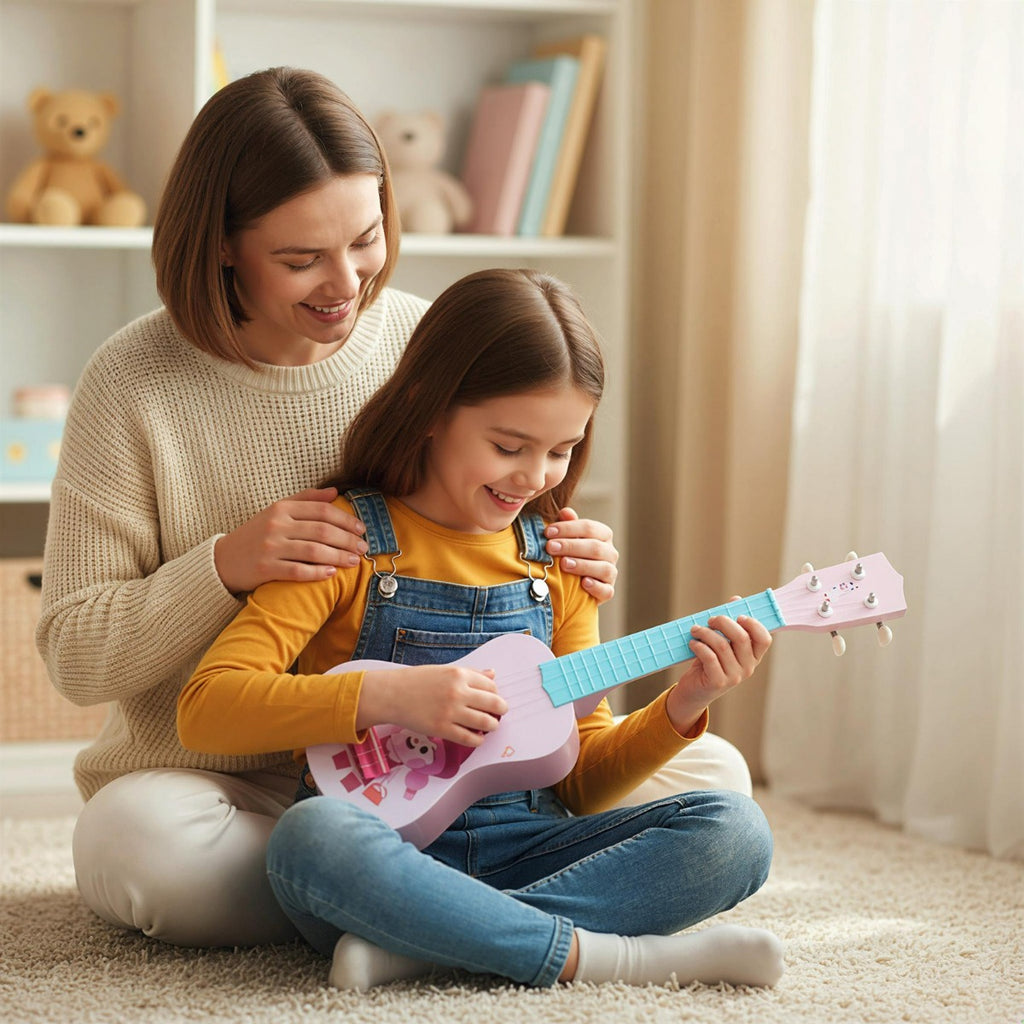 Ukelele 21 Polegadas Infantil Rosa 4 Cordas Nylon 12 Trastes Iniciantes — foto 4