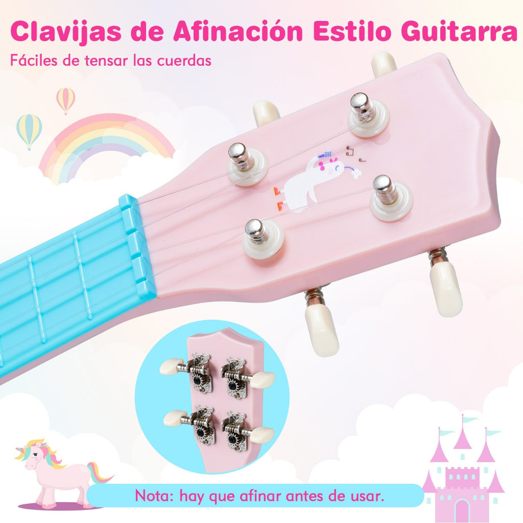 Ukelele 21 Polegadas Infantil Rosa 4 Cordas Nylon 12 Trastes Iniciantes — foto 8