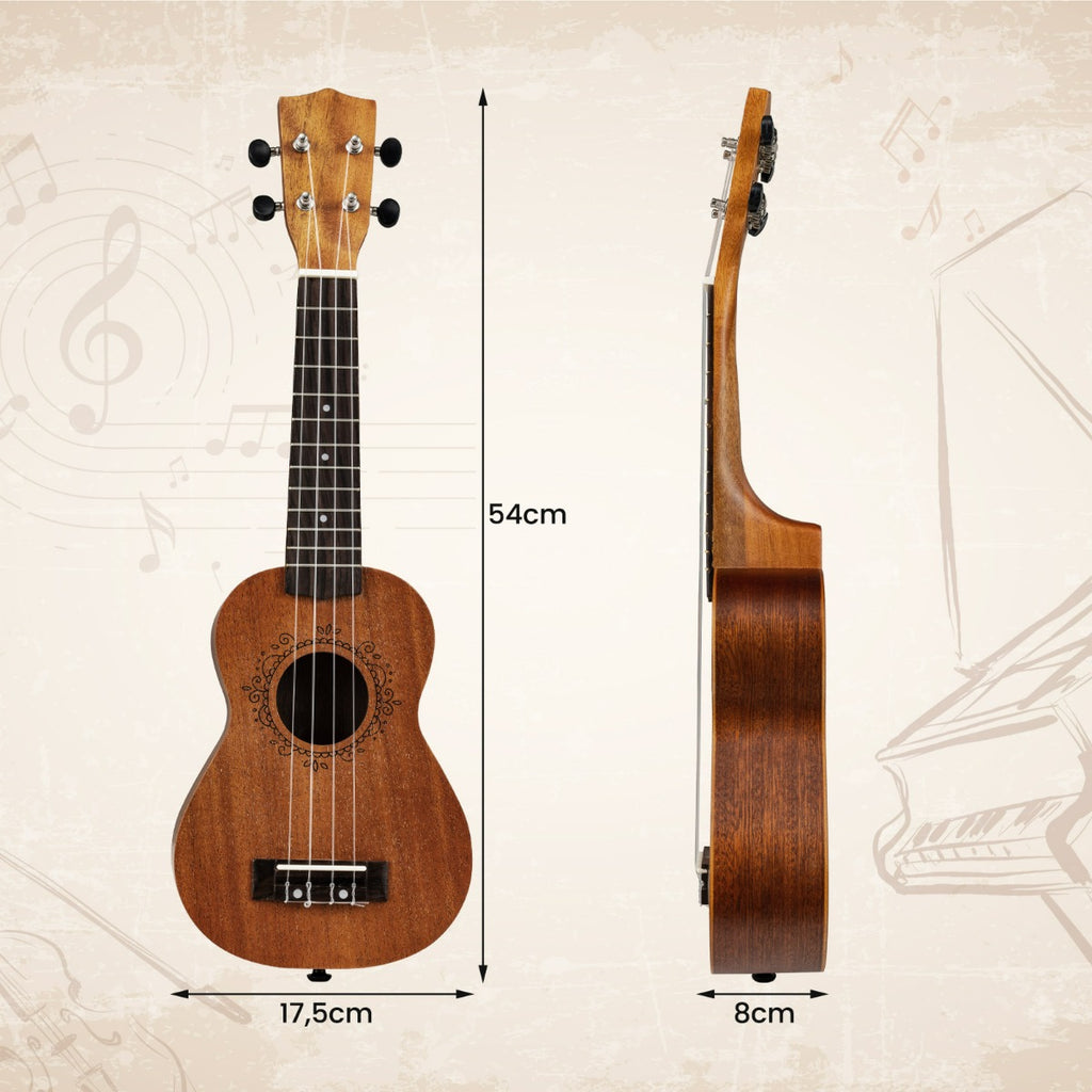 Ukelele Soprano 21 Polegadas Caoba para Adultos e Principiantes com Funda e Acessórios — foto 3