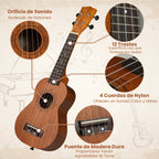 Ukelele Soprano 21 Polegadas Caoba para Adultos e Principiantes com Funda e Acessórios — foto 8