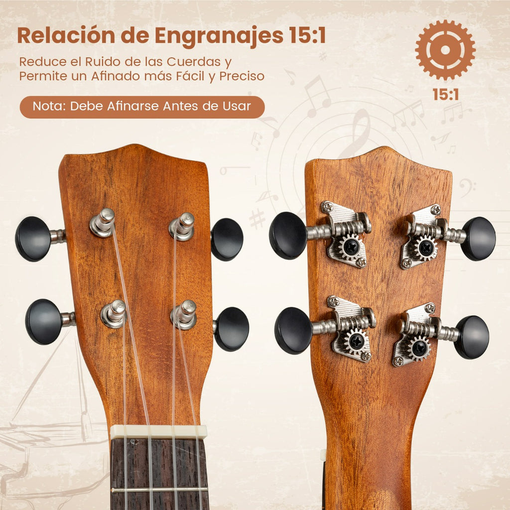 Ukelele Soprano 21 Polegadas Caoba para Adultos e Principiantes com Funda e Acessórios — foto 9