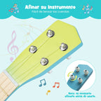 Ukulele 21 Polegadas para Crianças Guitarra Mini 4 Cordas Madeira Basswood Azul — foto 6