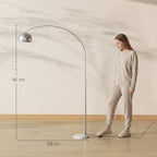 Lâmpada de Pé Design Arqueado com Base de Mármore 167 cm Prata — foto 2