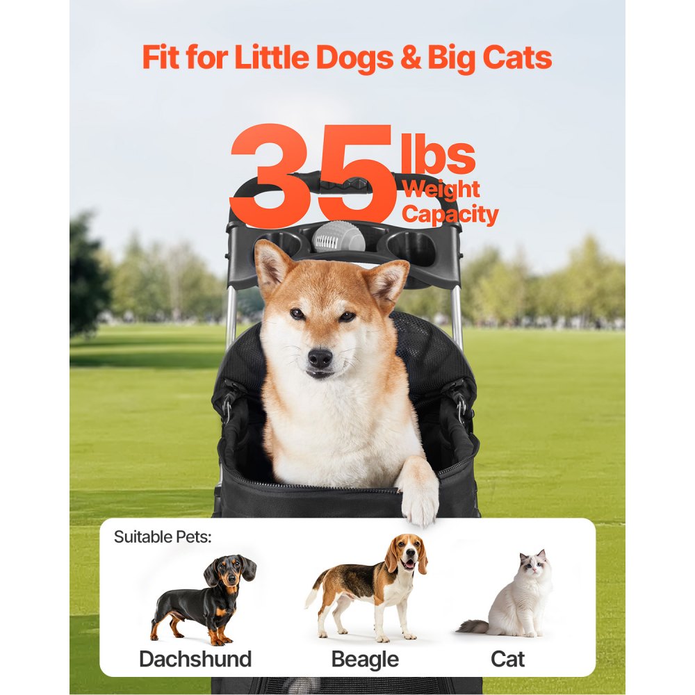 Carrinho animal estimação 35 lbs, 4 rodas, transportador destacável — foto 4