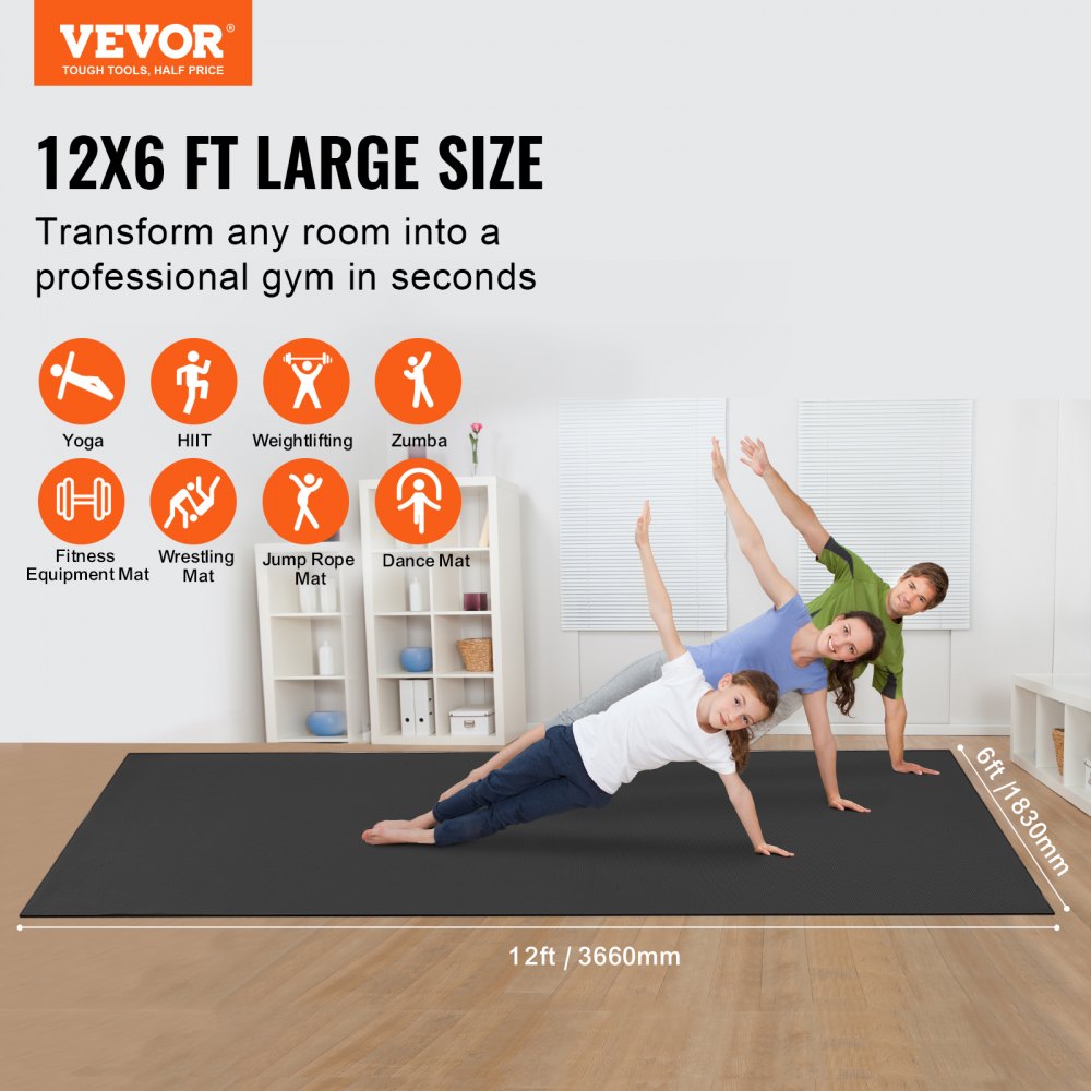 Tapete exercício anti-derrapante 3,7x1,8 m yoga fitness — foto 2