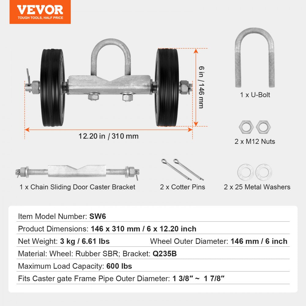 Kit portão deslizante 6" roletes 600 lbs capacidade — foto 7