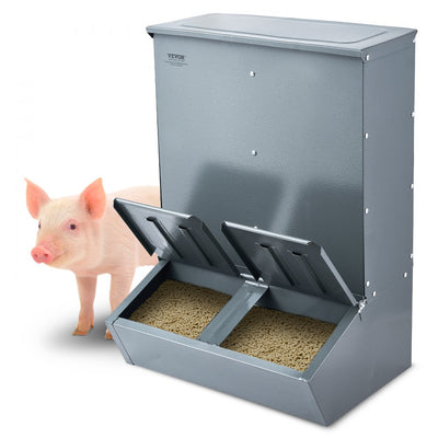 Heavy-duty steel pig feeder 3.7 bushel double door