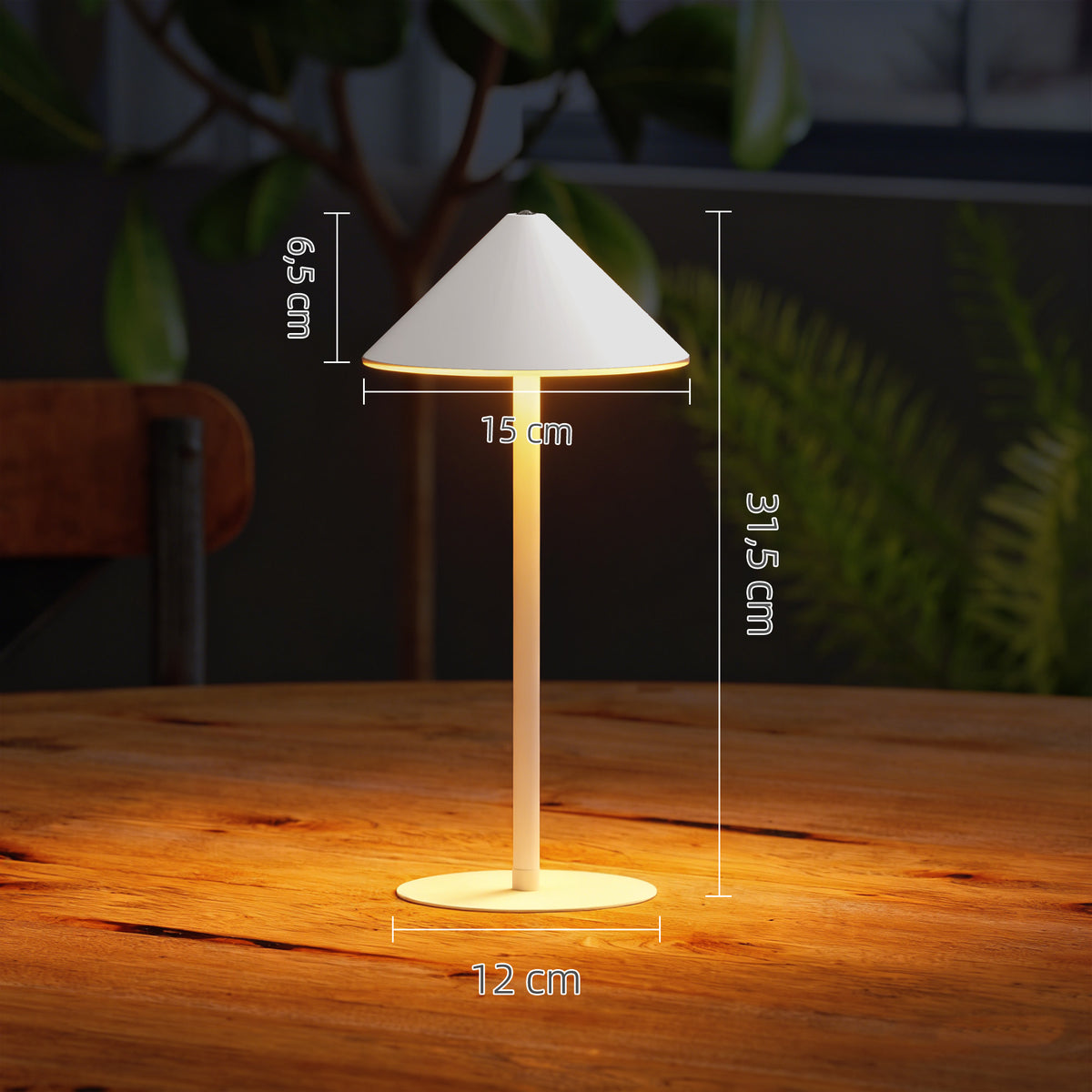 Lâmpada de Mesa LED com Cabo USB, Interruptor Touch, Metal, Recarregável, Branco — foto 2