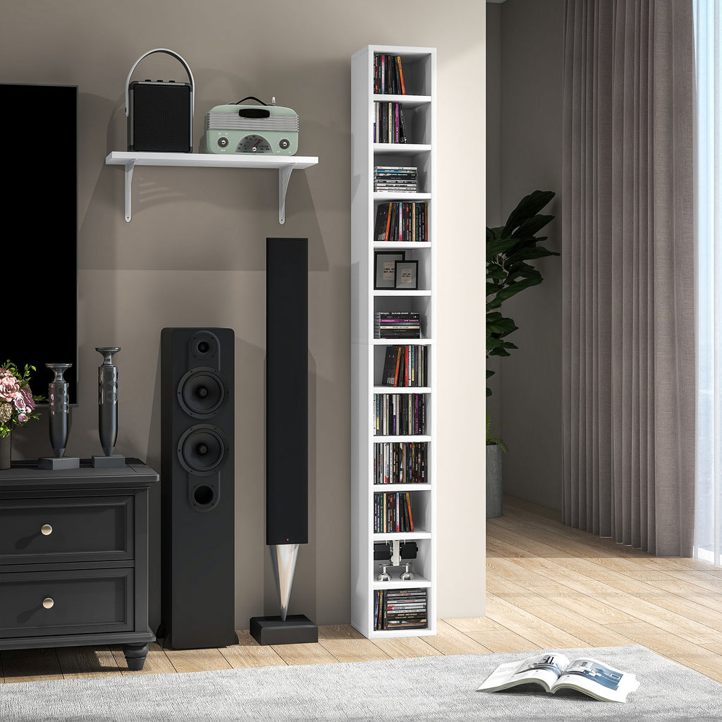 Armazenamento para CD e DVD com 12 Compartimentos Capacidade Máx. 204 CD 21x20x175 cm Branco — imagem 6