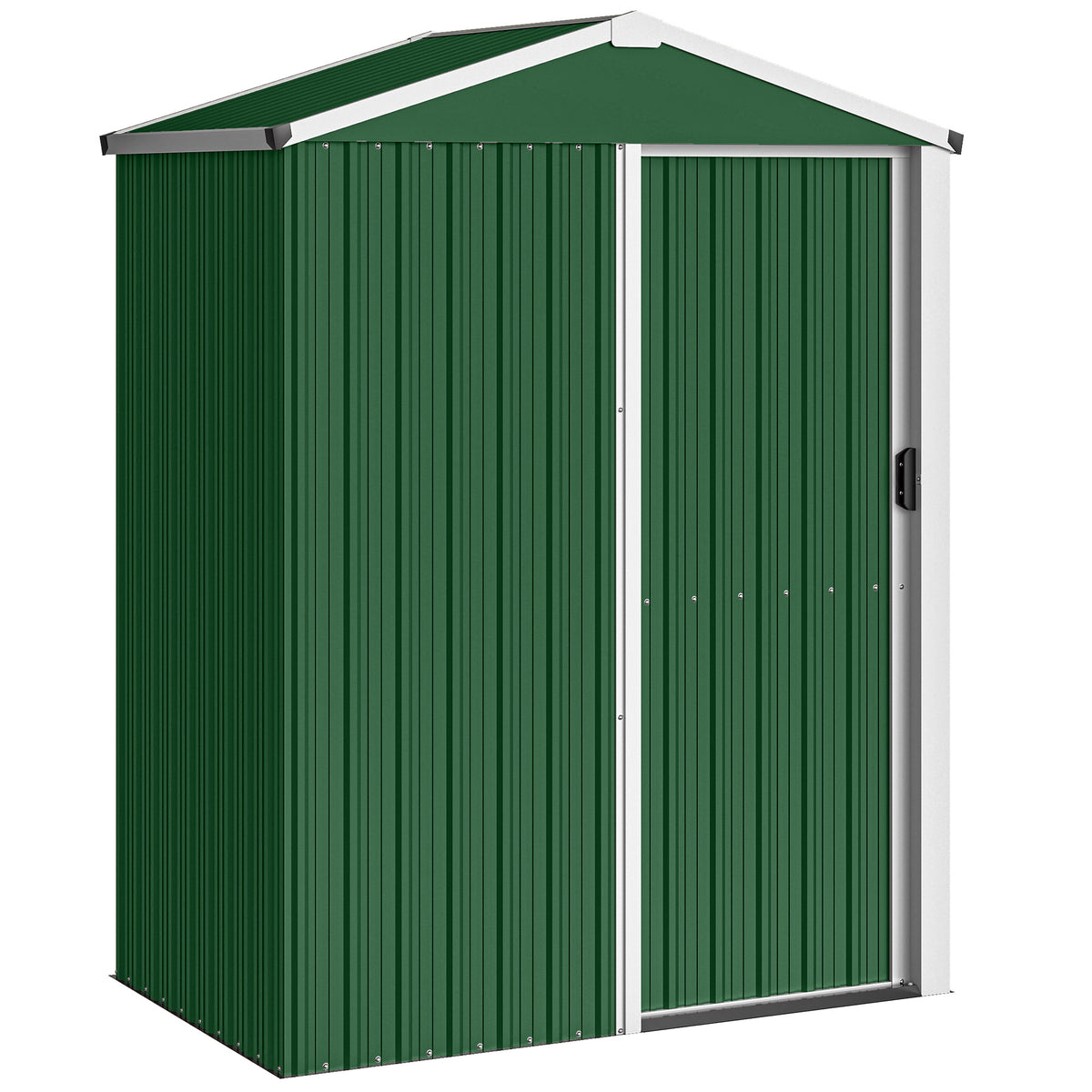 Caseta de Jardim em Aço 1,1 m² com Porta Deslizante Trancável 136x87x179 cm Verde — foto 1