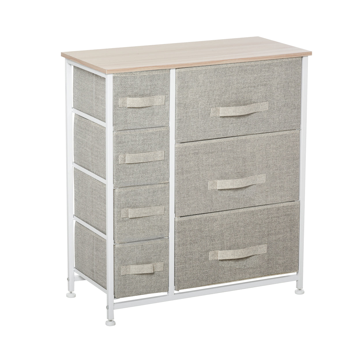 Cómoda Aparador 7 Gavetas de Tecido Dobráveis Estrutura Metálica 63,5x30x71 cm Cinza Claro — foto 1